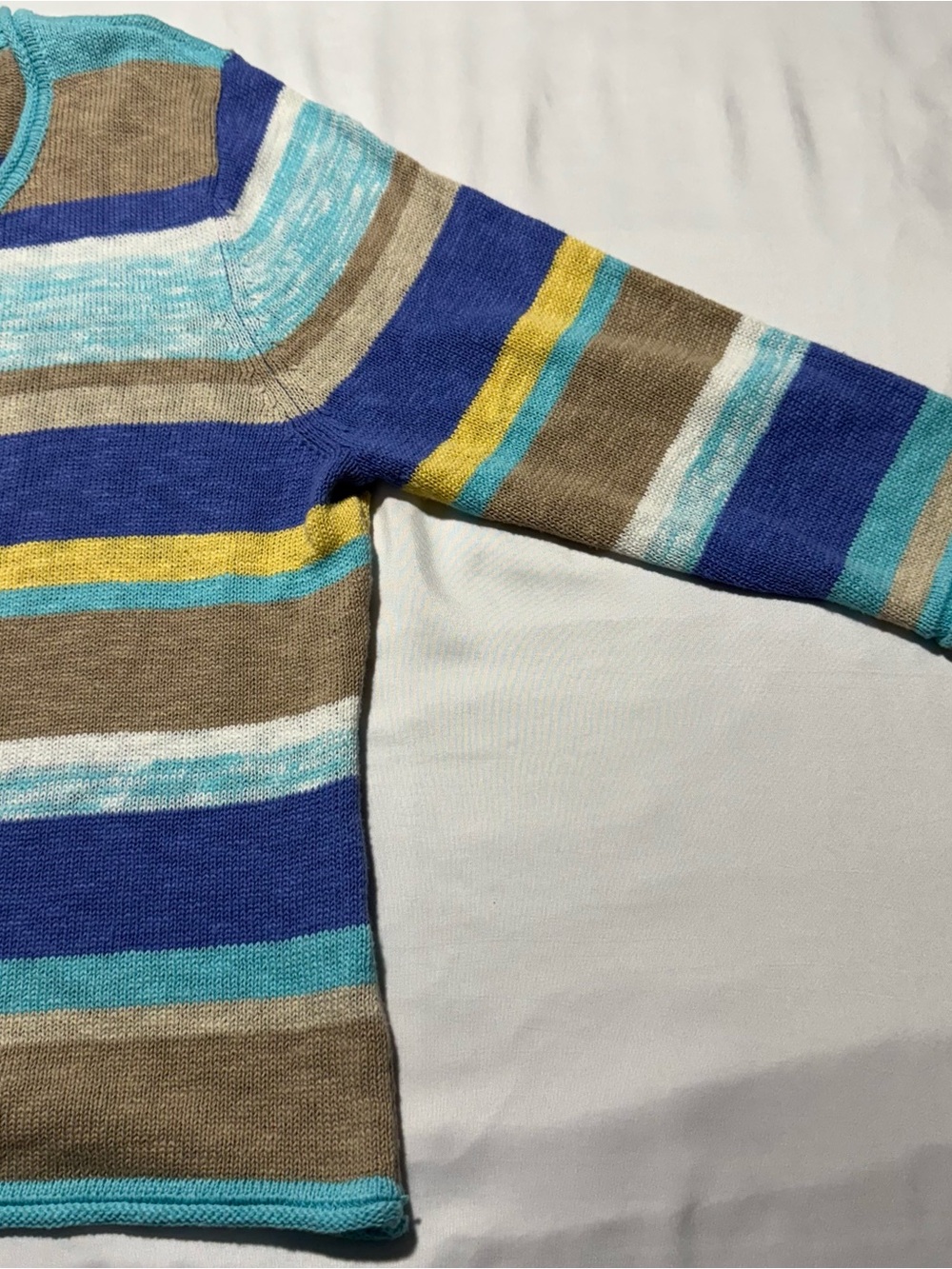 Lulu B Women’s XL Striped Knit Cardigan Sweater Blue Tan Yellow 100% Cotton - Picture 5 of 11